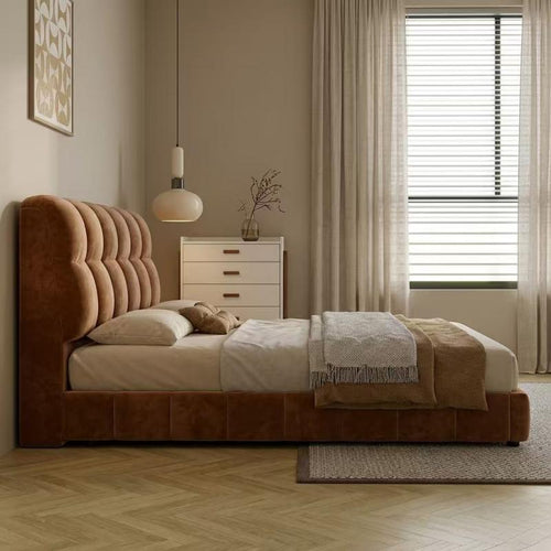 French Cream Chenille King Size Bed Frame