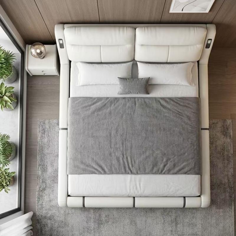 Italian Modern Genuine Leather Bed Frame