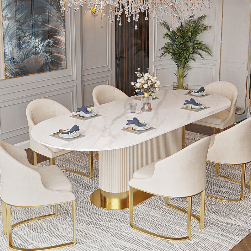 Modern Nordic Oval Marble Dining Table – 4 to 6 Seater | Luxury Design
