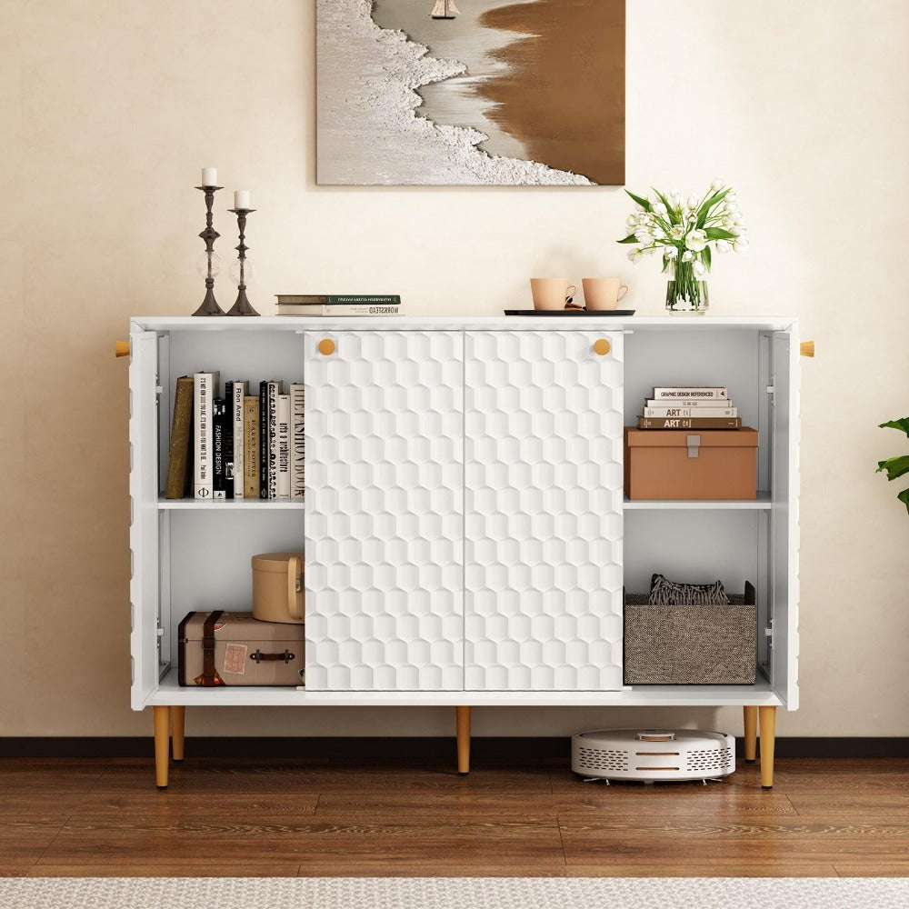 Hexagon Honeycomb Pattern Sideboard Cabinet