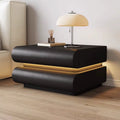 Modern Black 2 Drawer Wood Bedside Table