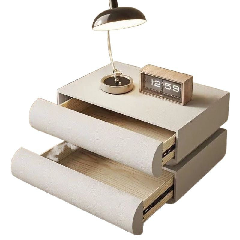 Modern Black 2 Drawer Wood Bedside Table