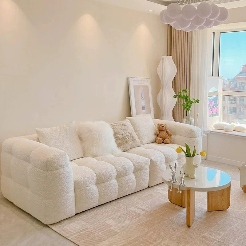 Cream Colored Marshmallow Style Sofa