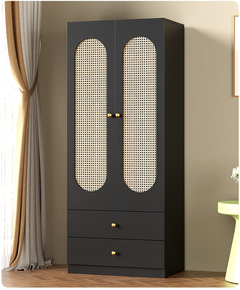 Modern Rattan 2 Door Wardrobe Closet