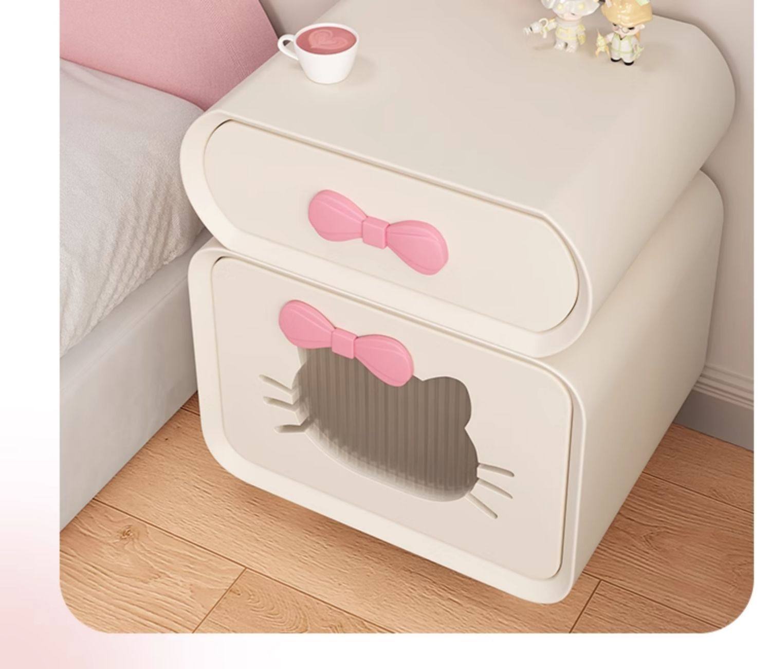 Pink Modern Style Bedside Table Storage Cabinet