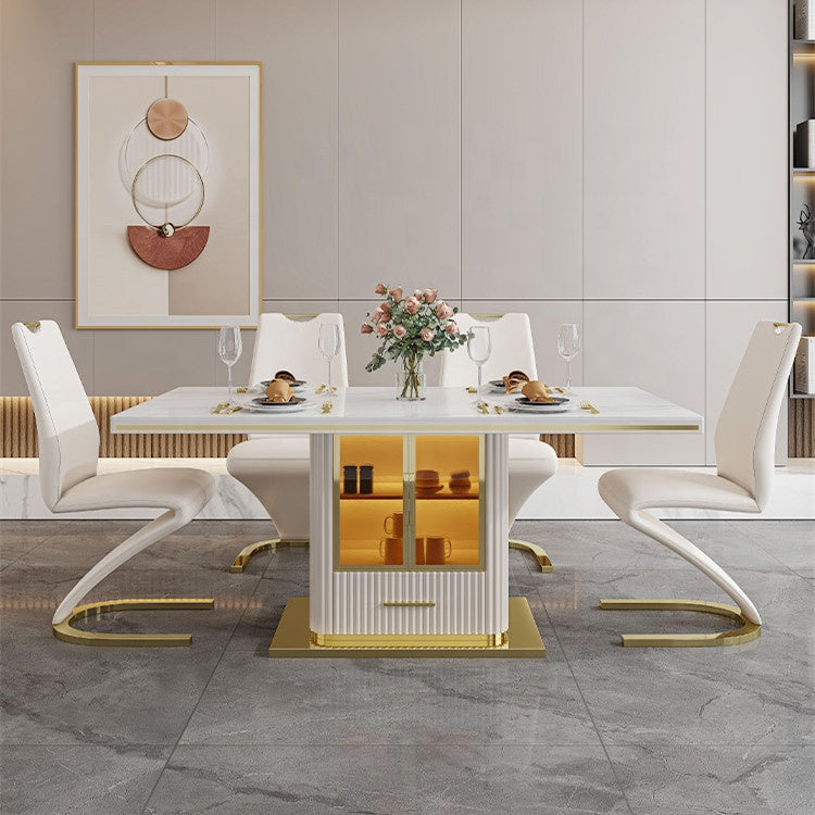 Modern Luxury Dining Table Set with 6 Chairs