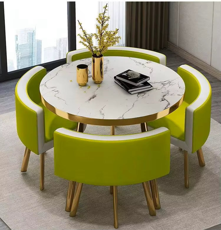Luxury Modern Round Dining Table Set with 4 Chairs