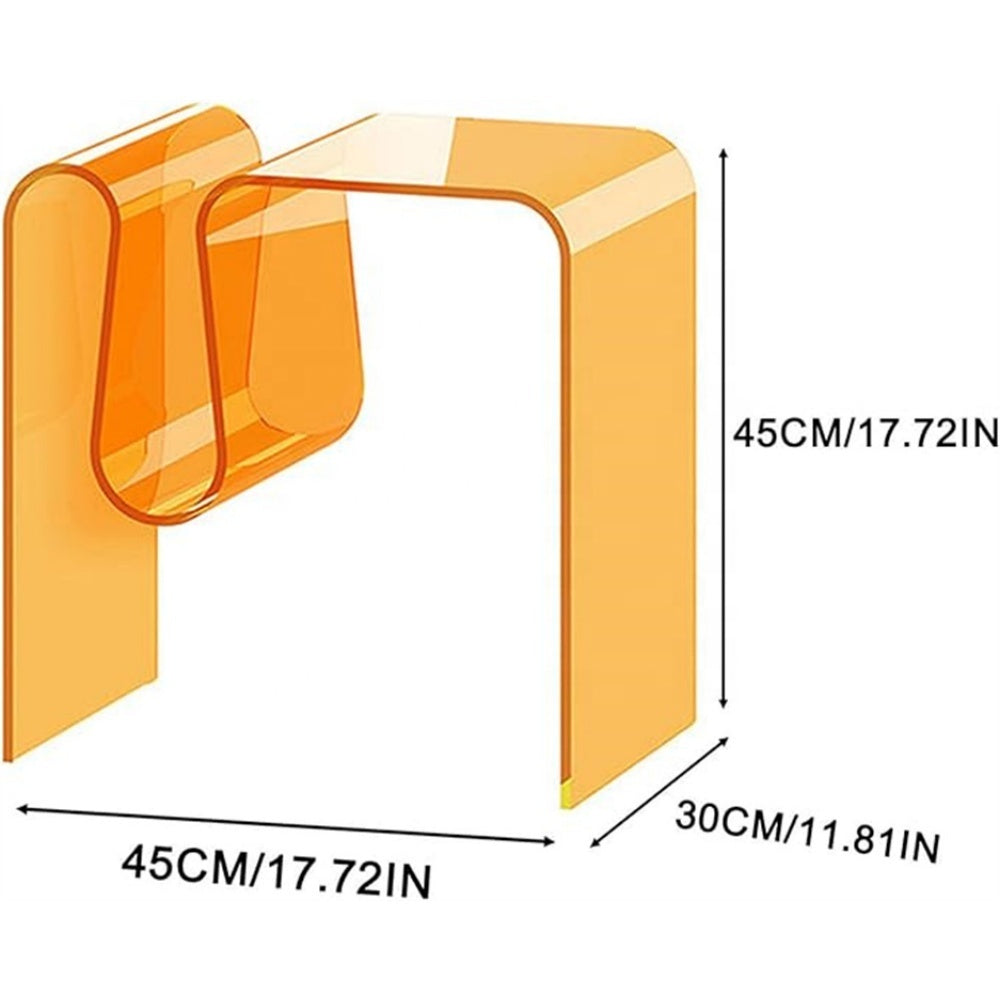 Modern Orange Acrylic M-Shaped Side Table