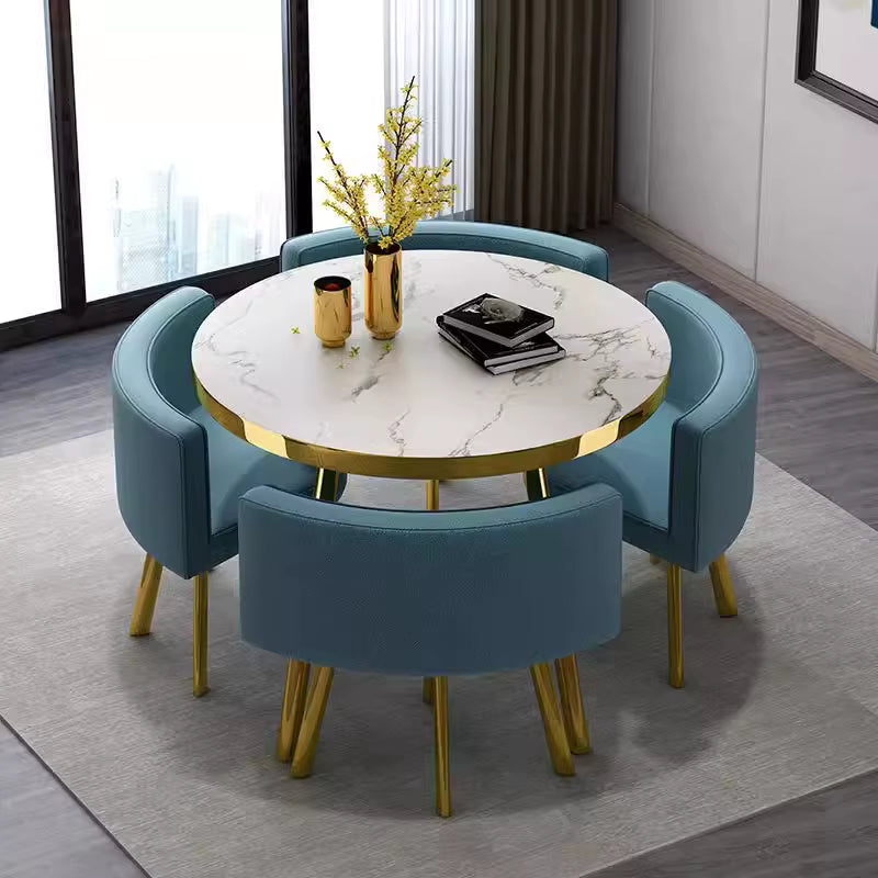 Luxury Modern Round Dining Table Set with 4 Chairs