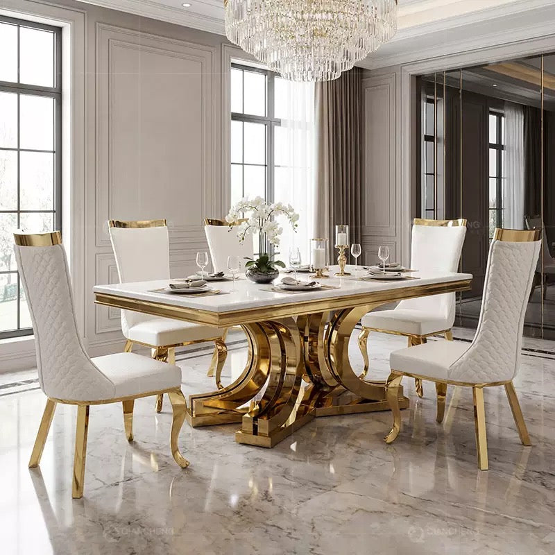 Luxury White 6-Seater Dining Set