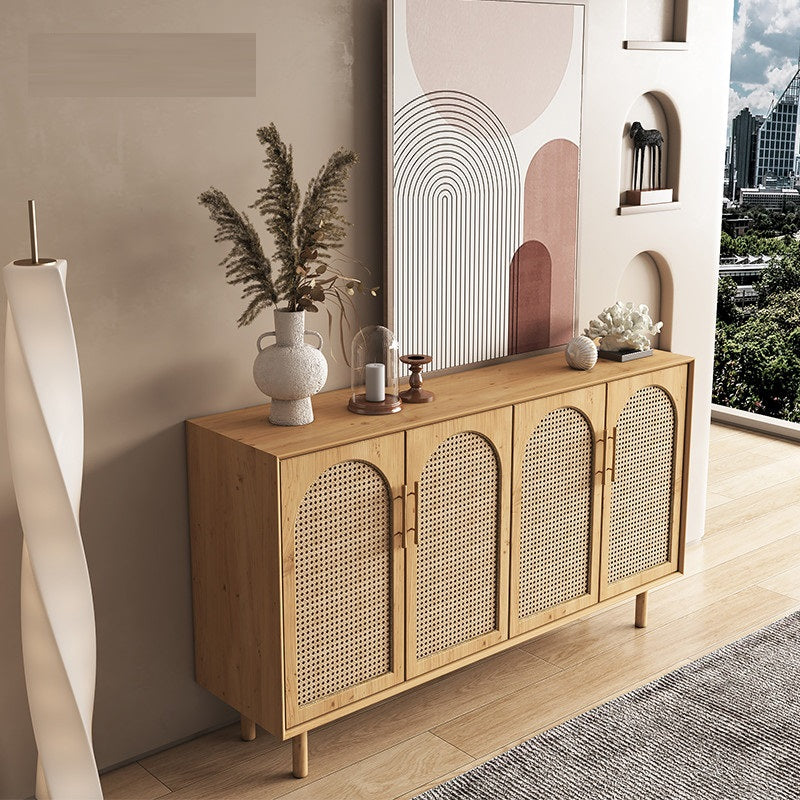 Nordic Style Solid Wood Rattan Sideboard