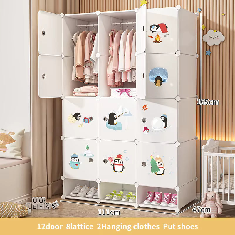 Portable Foldable Metal Wardrobe with Extendable Storage