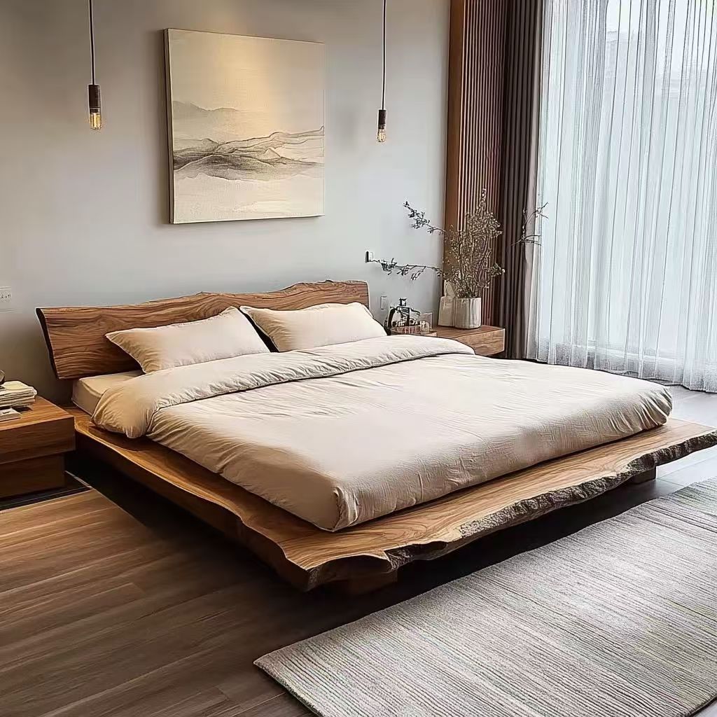 Wabi-Sabi Solid Oak Wood Bed Frame