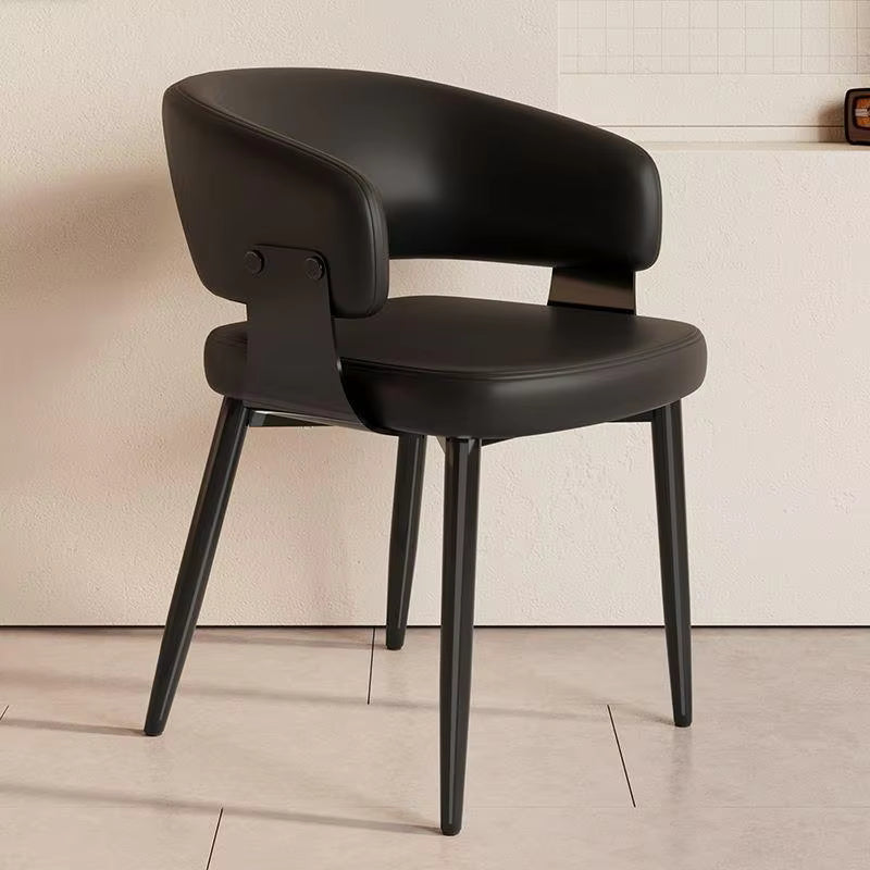 Contemporary Nordic Luxury Metal Faux Leather Dining Chair