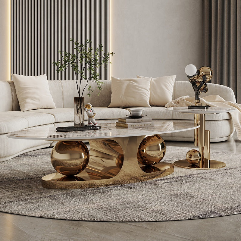 Luxury Rock Plate Stainless Steel Coffee Table