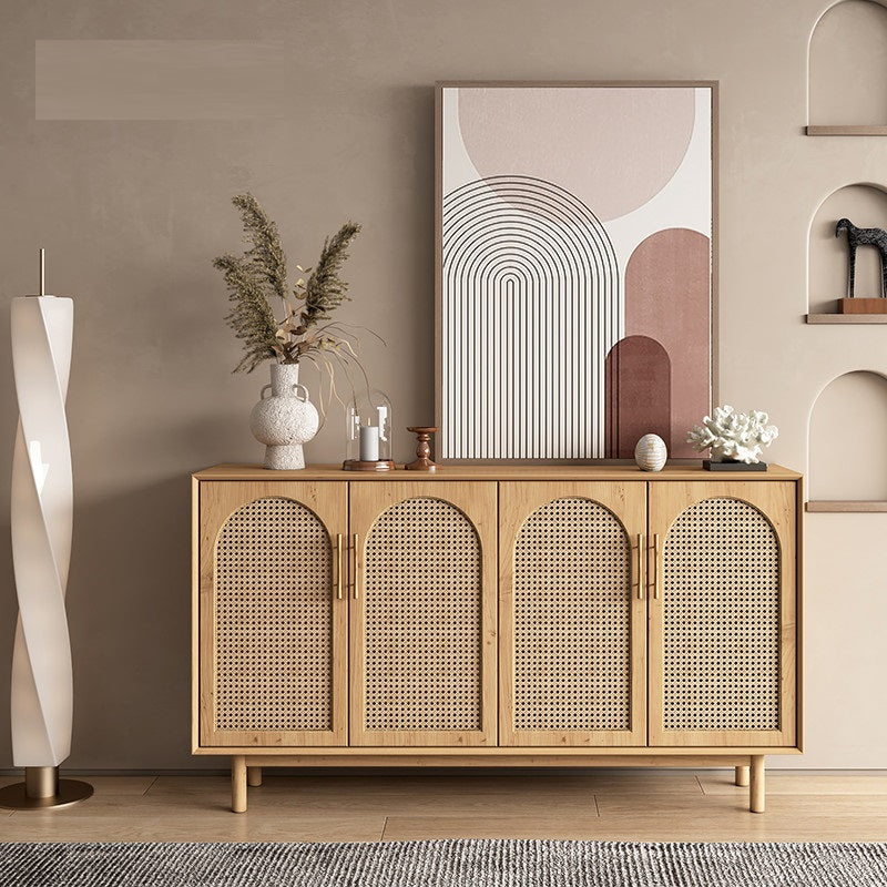 Nordic Style Solid Wood Rattan Sideboard