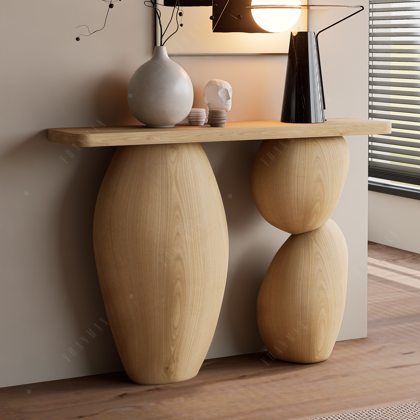 Artistic Pebble Console Table – Wabi Sabi Style