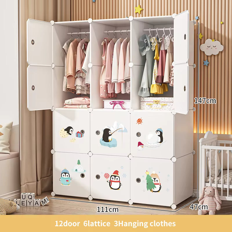 Portable Foldable Metal Wardrobe with Extendable Storage