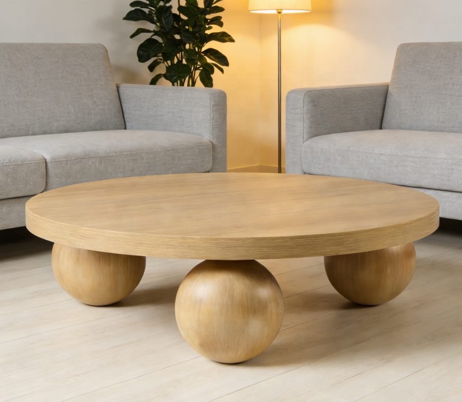 Light Wood Round Coffee Table