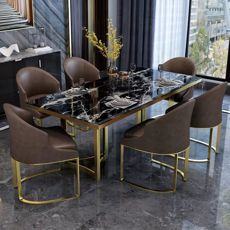 Luxury Marble Dining Table Set with 6 Chairs