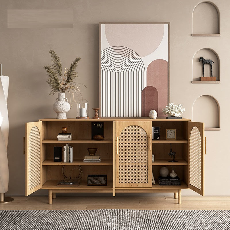 Nordic Style Solid Wood Rattan Sideboard