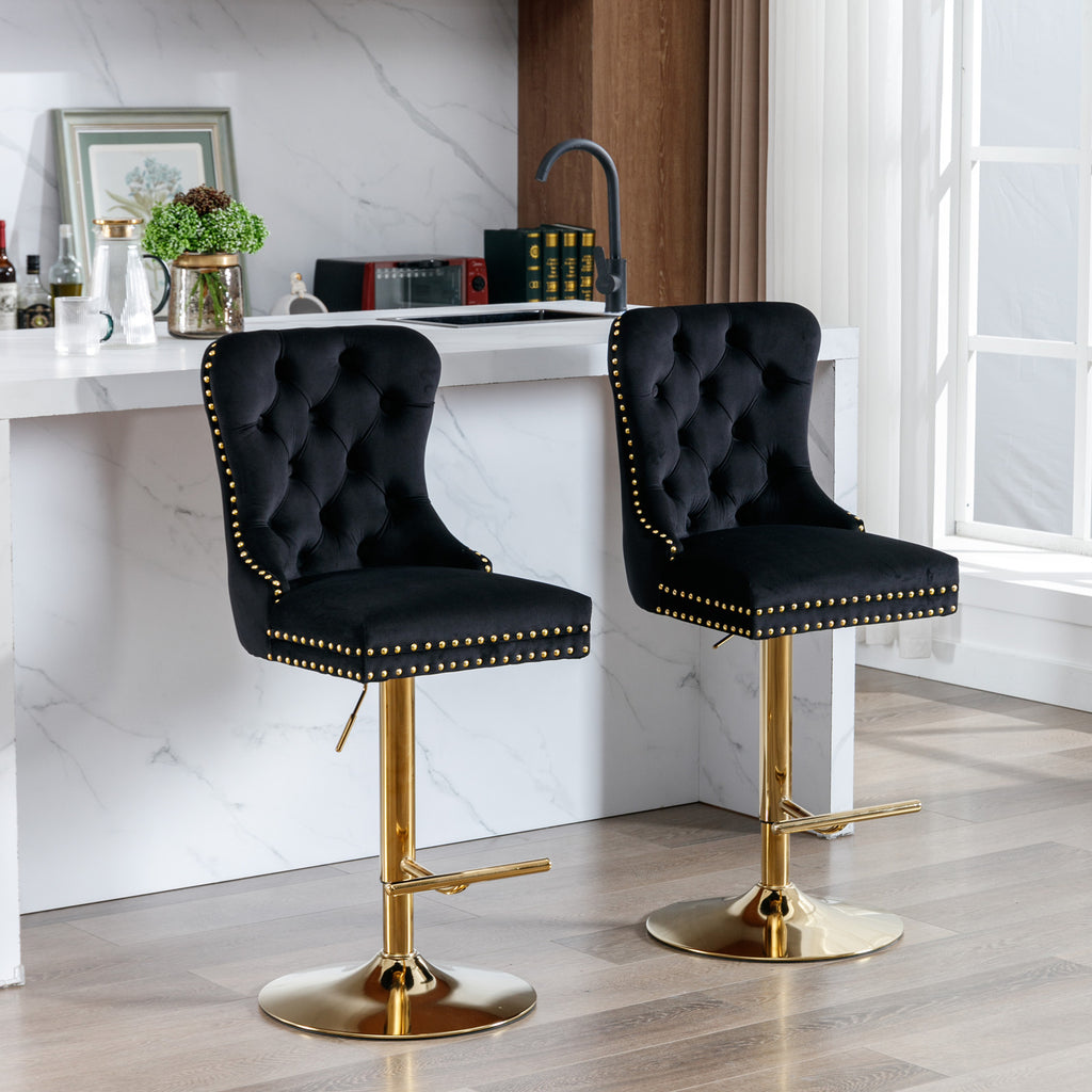 Luxury Tufted Velvet Bar Stool