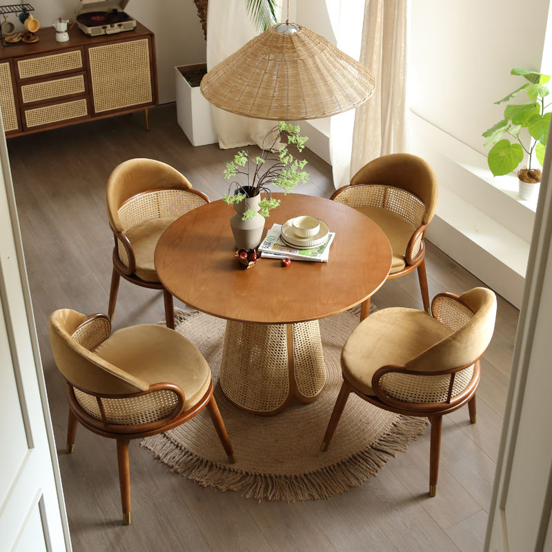 Nordic Solid Wood Round Dining Table Set
