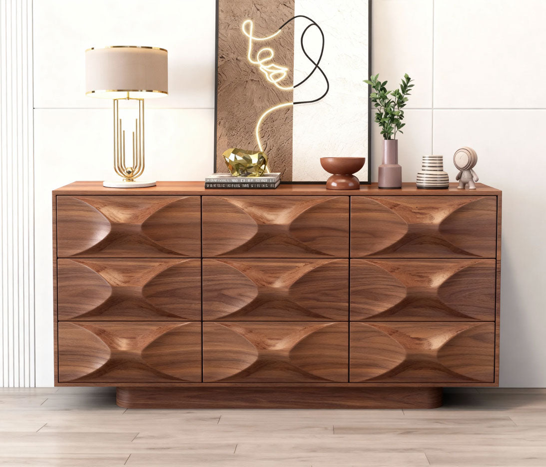 Modern Solid Wood Walnut Color Sideboard