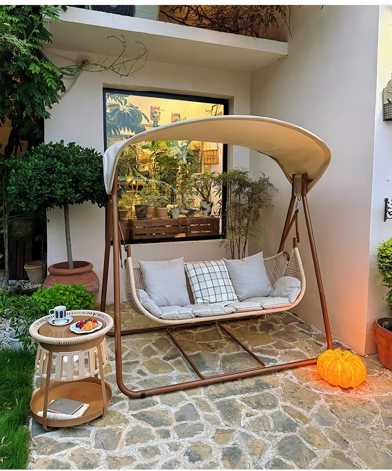 Outdoor Steel Swing Chair with Canopy