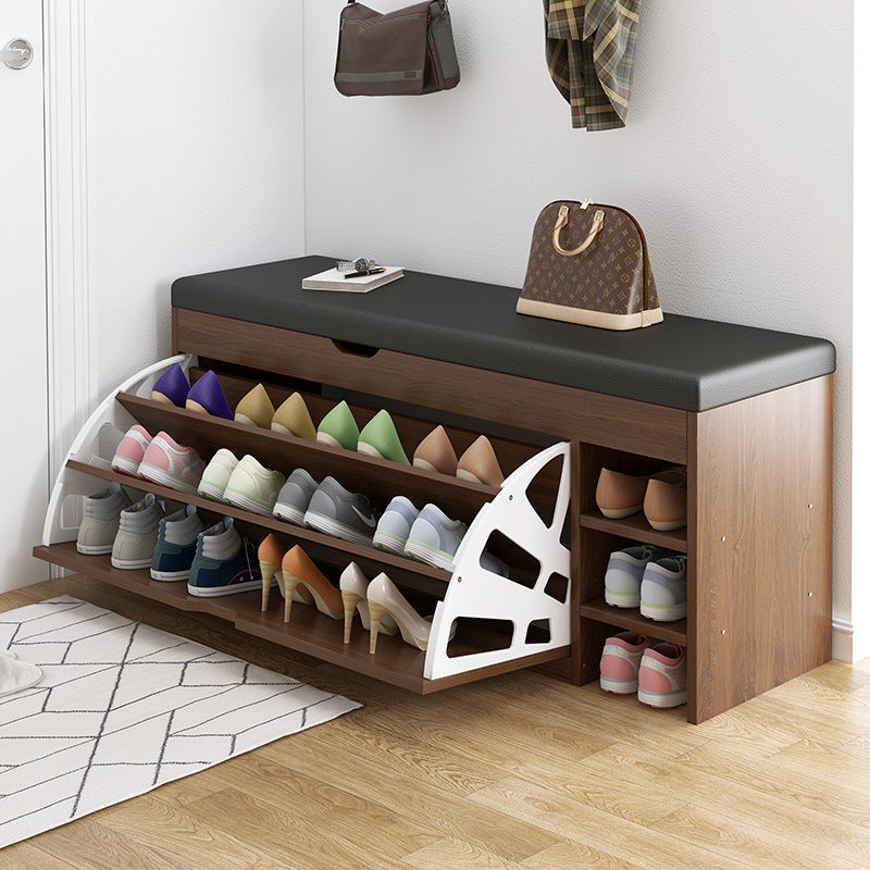 Modern Wooden Shoe Cabinet with Seat