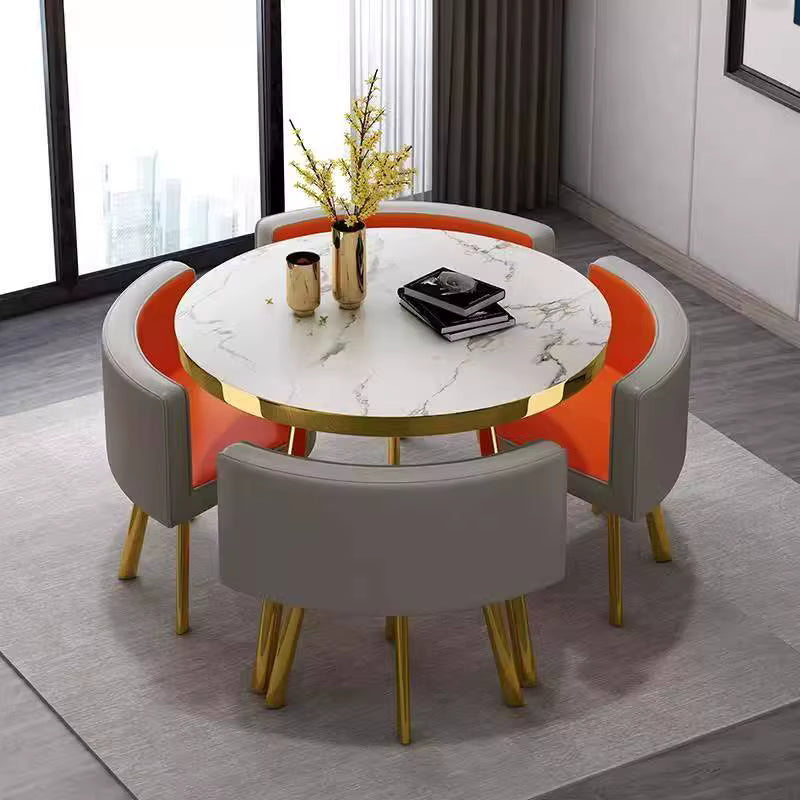 Luxury Modern Round Dining Table Set with 4 Chairs