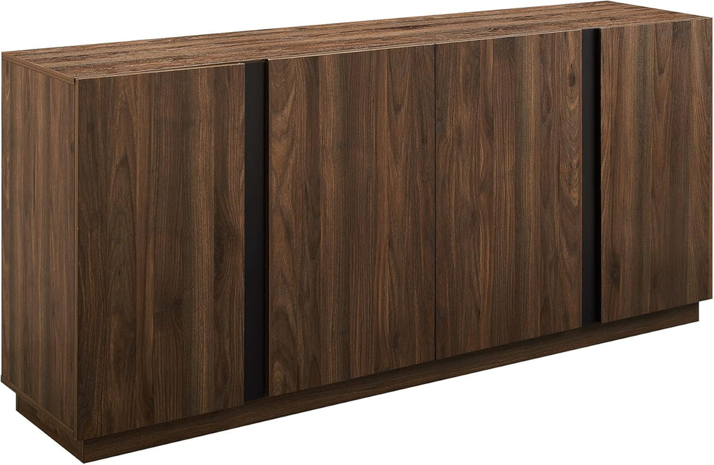 70 Inch Dark Walnut Minimalist 4 Door Sideboard