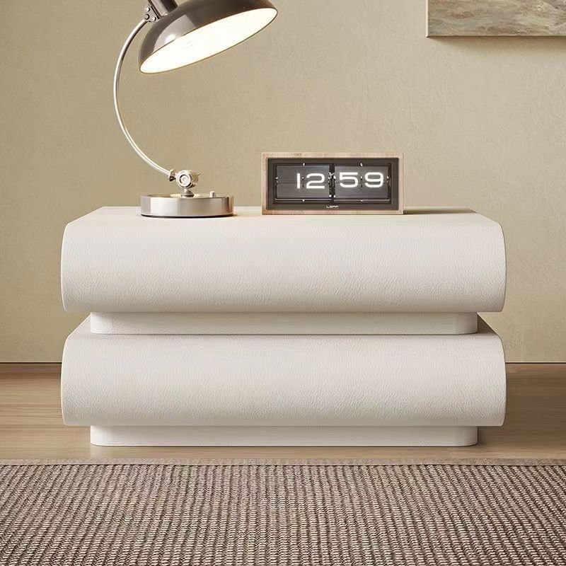 Modern Black 2 Drawer Wood Bedside Table