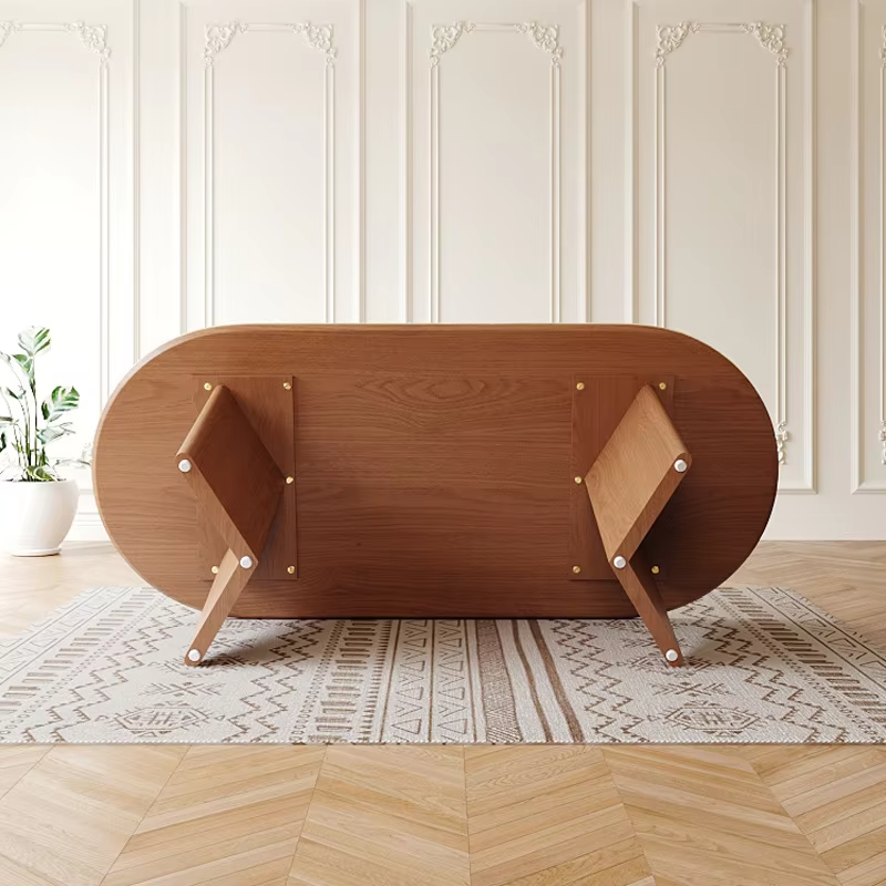 Nordic French Retro Oval Dining Table Set with 6 Chairs
