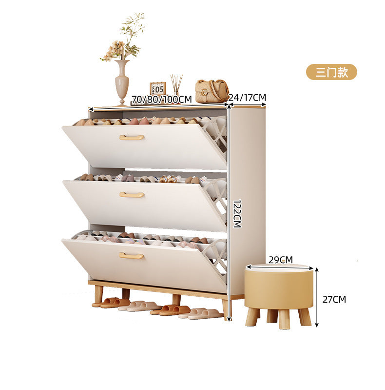 Ultra Thin Modern Wooden Panel Shoe Cabinet