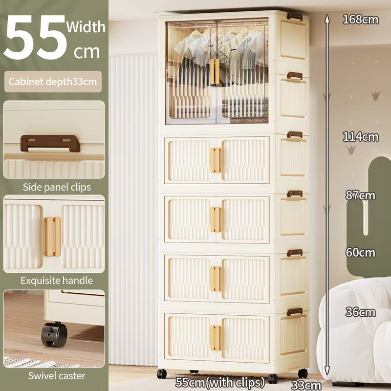 Multifunctional Portable Wardrobe with Hanging Space & Storage Shelves