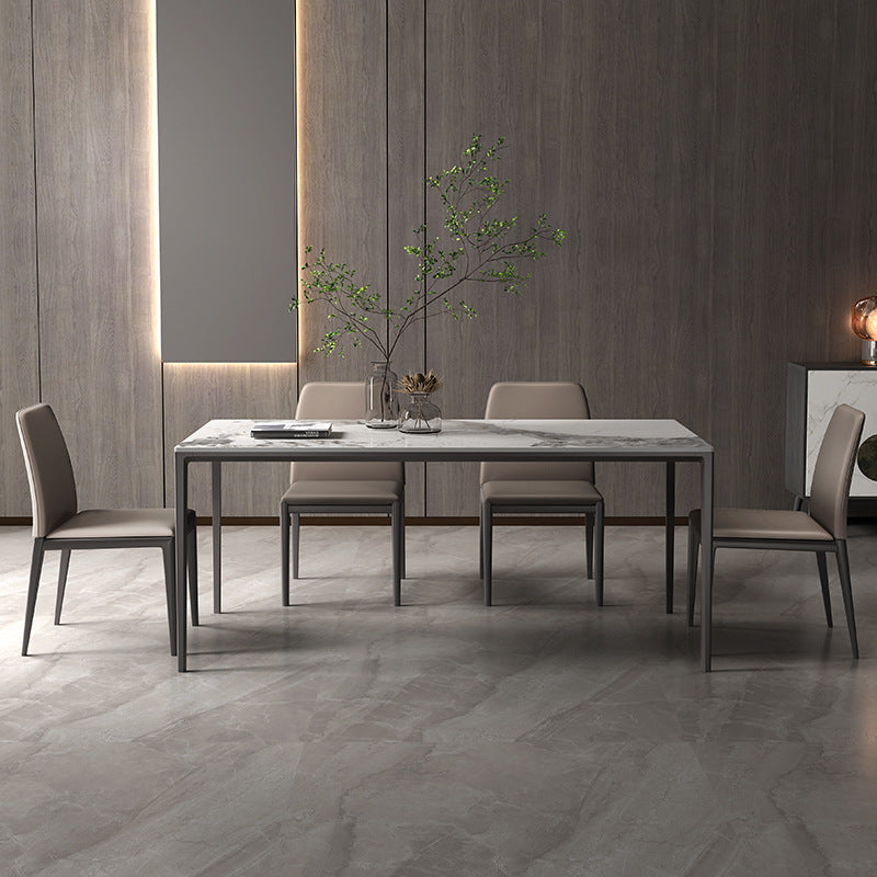 Modern Rectangular Dining Table Set with 6 Chairs
