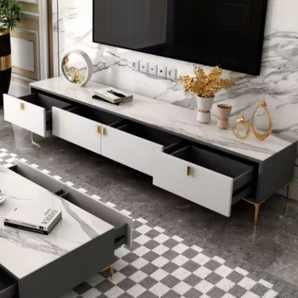 Light Luxury Style Glossy TV Unit