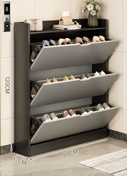 Ultra Thin Modern Wooden Panel Shoe Cabinet