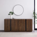 70 Inch Dark Walnut Minimalist 4 Door Sideboard