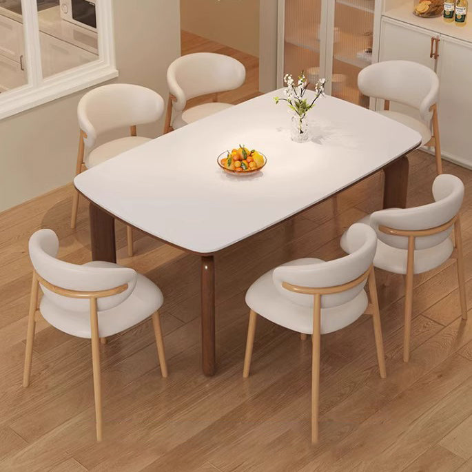 Nordic French Crème Oval Dining Table Set with 6 Chairs