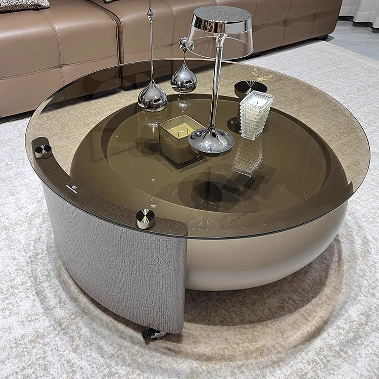 Contemporary Sleek Glass Top Coffee Table