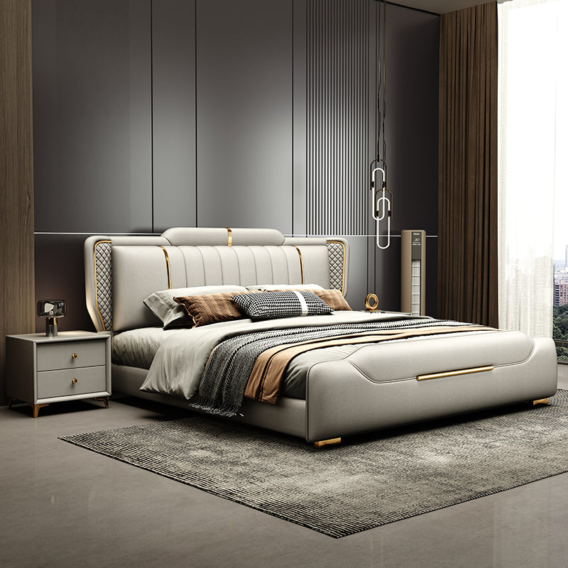 Italian Modern Leather Upholstered Bed Frame