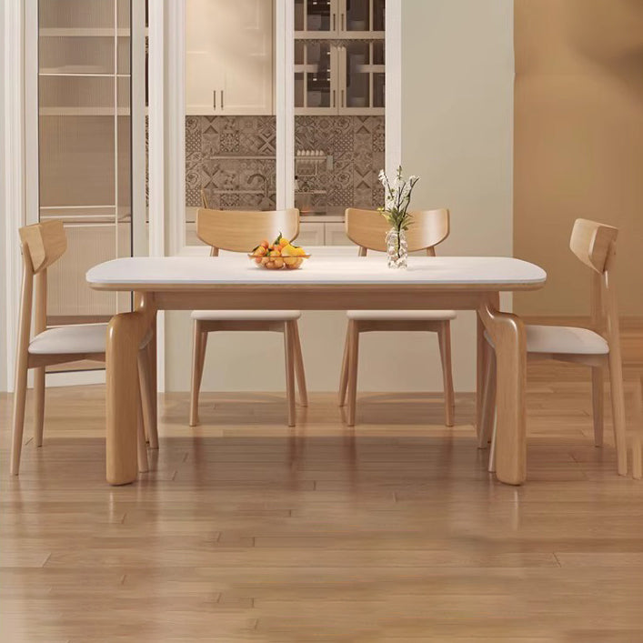 Nordic French Crème Oval Dining Table Set with 6 Chairs