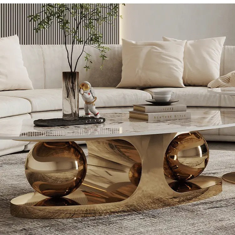 Luxury Rock Plate Stainless Steel Coffee Table