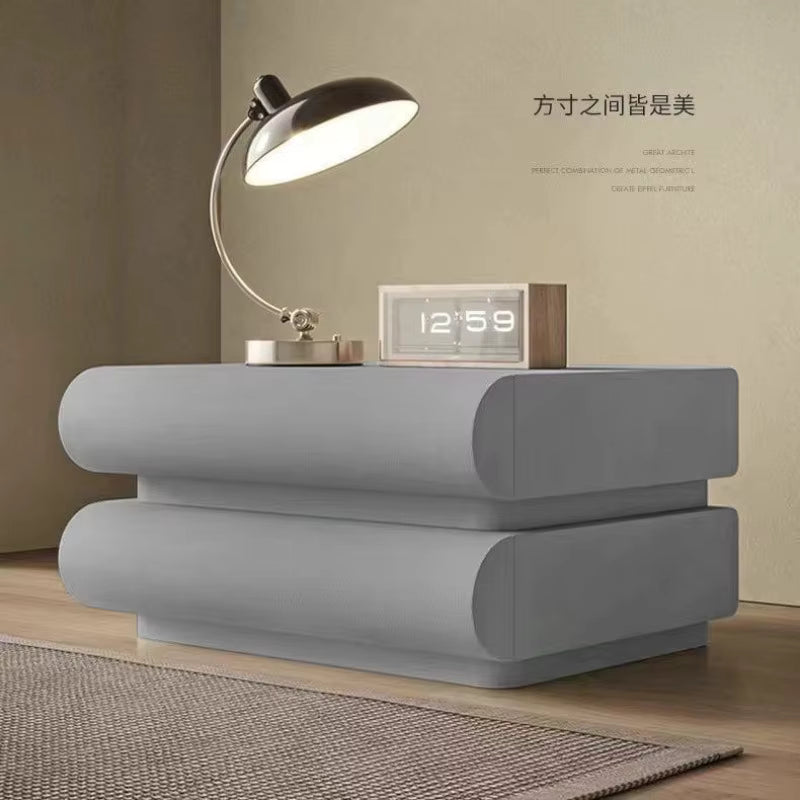 Modern Black 2 Drawer Wood Bedside Table