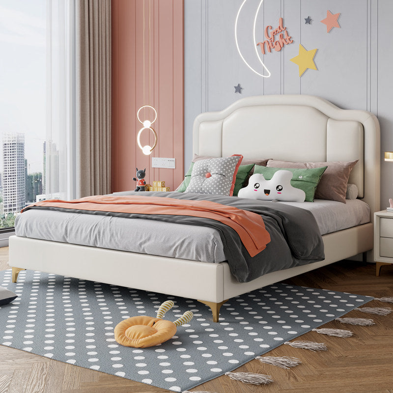 Luxury Upholstered Bed Frame with Wooden Accents