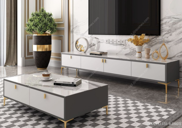 Light Luxury Style Glossy TV Unit
