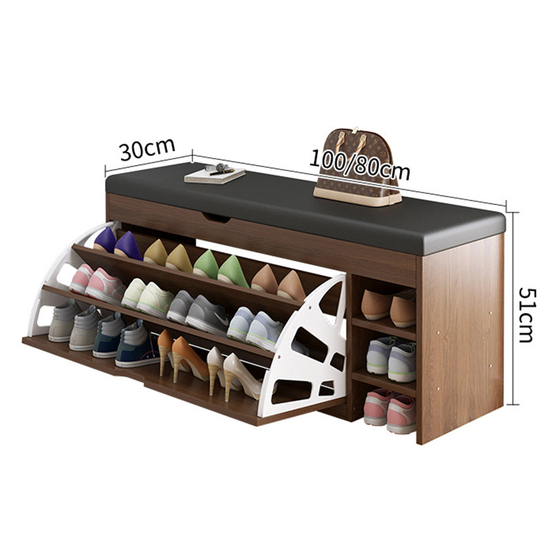 Modern Wooden Shoe Cabinet with Seat