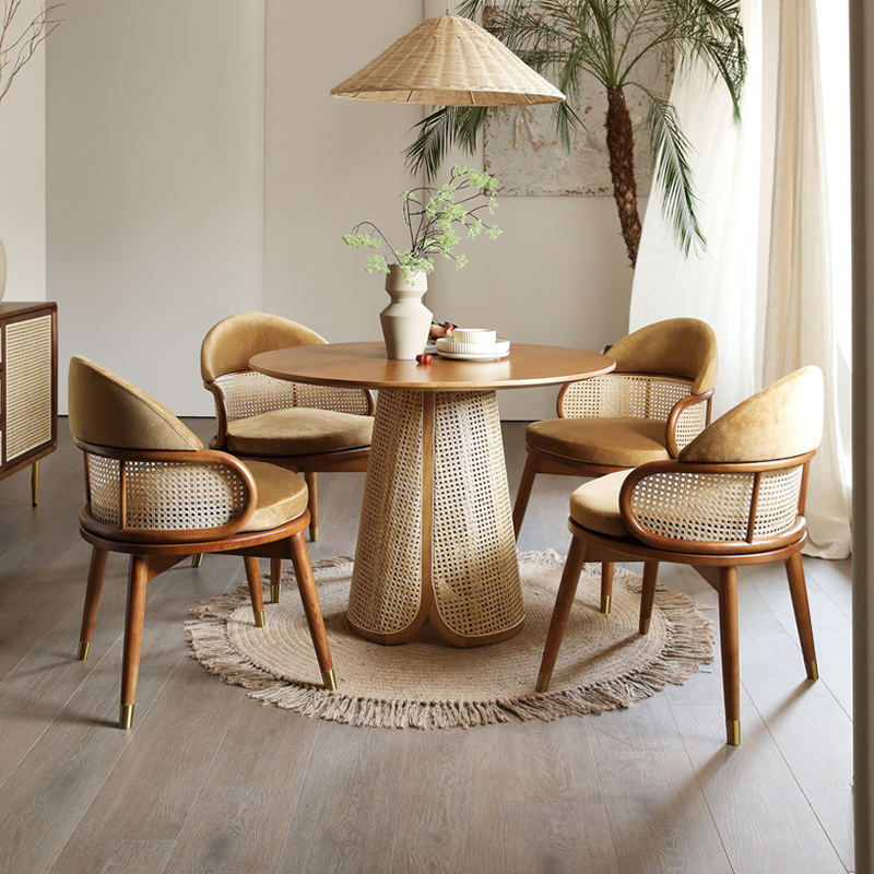 Nordic Solid Wood Round Dining Table Set